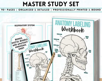 Human Anatomy Labeling Worksheets Book | Physical Anatomy Workbook | Nursing Student Study Guide