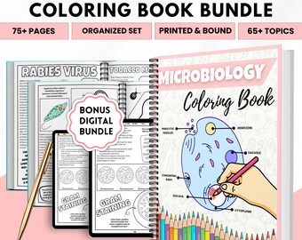 Nursing Microbiology Coloring Book Physical | Bacteria Virus Lab Diagrams Study Guide Workbook for Students + Free Digital PDF