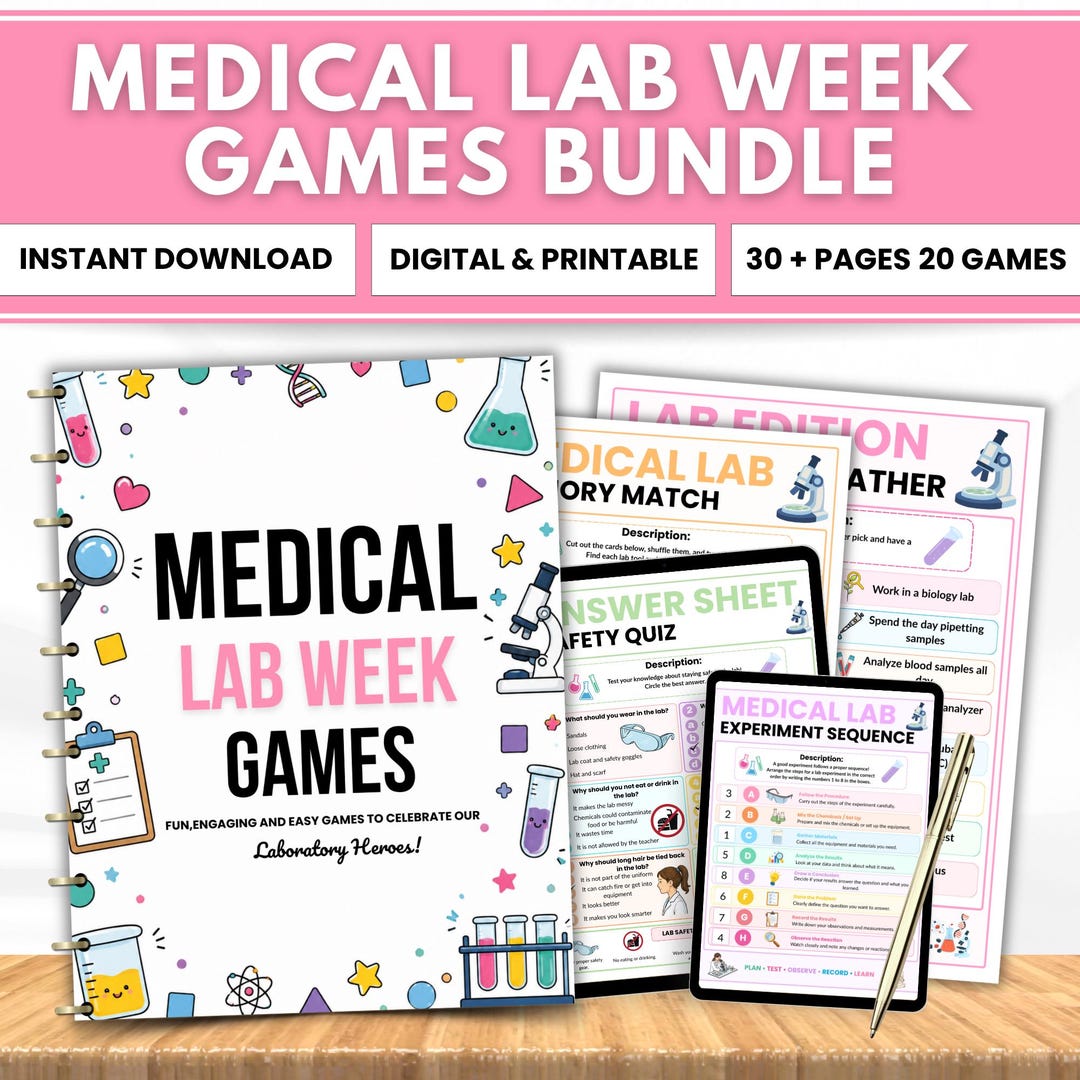 Lab Week Activity Bundle Printable, 20 Medical Lab Games, Lab Tech Week ...