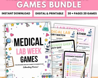 Lab Week Activity Bundle Printable, 20 Medical Lab Games, Lab Tech Week Celebration, Laboratory Science Games, Nurse Appreciation Game