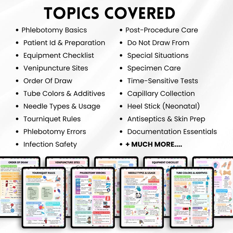 Phlebotomy Cheat Sheet PDF | Nursing Study Guide | Order of Draw Chart ...