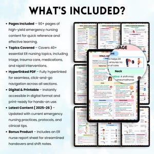 Peut inclure: Guide d'&eacute;tude num&eacute;rique pour les soins infirmiers d'urgence avec plus de 90 pages de contenu sur le triage, les soins traumatologiques et les m&eacute;dicaments. Comprend un PDF hyperli&eacute;, un format num&eacute;rique et imprimable, et un contenu mis &agrave; jour pour 2025-26.