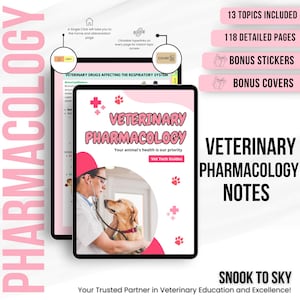 Veterinary Pharmacology Notes Hyperlinked, Veterinary Nurse, Bonus Stickers Covers Quizzes, Veterinary Nurse Study Guide, Vet Medical