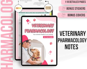 Notes de pharmacologie vétérinaire avec lien hypertexte, infirmière vétérinaire, autocollants en prime, couvertures de jeux-questionnaires, guide d'étude pour les infirmières vétérinaires, médecine vétérinaire