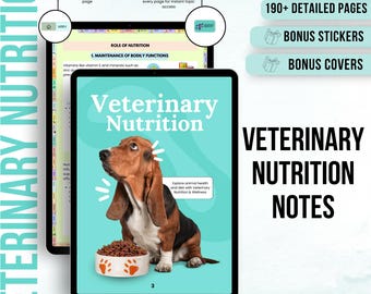 Veterinary Nutrition Guide Hyperlinked, Veterinary Nurse Study Guide, Vet Med Student, Vet Tech Note, UPDATED 2025-26, Instant Download