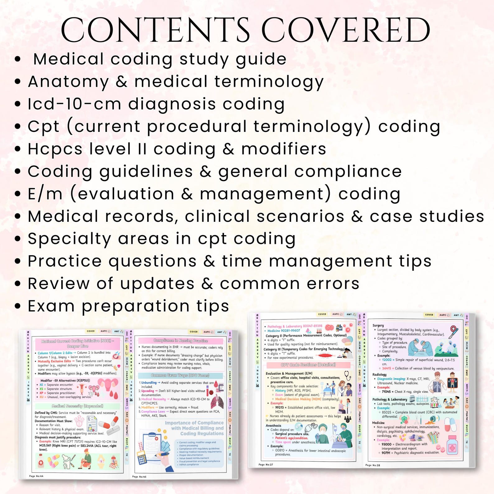 Medical Coding Study Guide Bundle, ICD-10 & CPT Reference Sheets ...