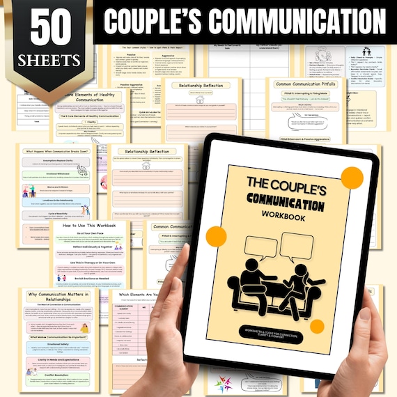 Couples Communication Workbook | Relationship Reflection & Healthy Communication Guide | Printable Couples Counseling Tools and Therapy PDF