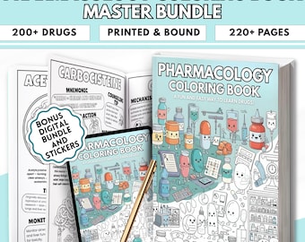 Pharmacology Coloring Study Guide Physical Book | 200+ Drugs | Nursing Medication Notes | NCLEX Prep Resource