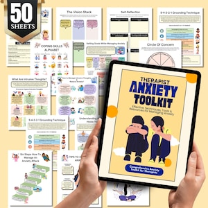 Anxiety Worksheets Bundle, Therapy Toolkit, Anxiety Counseling, Mental Health Journal, Anxiety Relief , Coping Skills