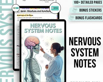 100+ Nervous System Notes Hyperlinked, Bonus Flashcards Stickers Study Tips or Quiz, Neuro Nursing Notes, Neurological disorders guide
