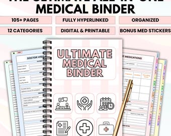 Ultimate Medical Binder Printable Bundle | Health Records Organizer | Family Health Planner | Medication Tracker | Doctor Visit Log