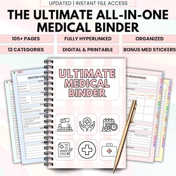 Ultimate Medical Binder Printable Bundle | Health Records Organizer | Family Health Planner | Medication Tracker | Doctor Visit Log