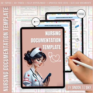 Nursing Documentation Template Fully Hyperlinked, Medical Documentation, Healthcare Documentation, Nurse Report Sheet, Nursing Organizer