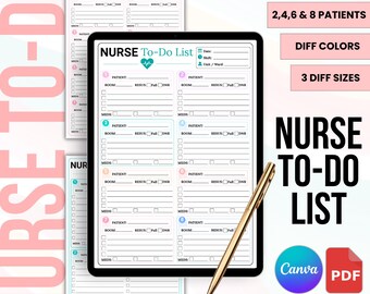 Nurse To Do List Bundle, Editable Canva Template, Nursing Student Gift, RN Digital Planner, Instant Download PDF