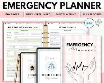 Ultimate Emergency Planner Binder | Family Emergency Organizer | 190 Page Life Planner | Just In Case Binder | Printable & Digital