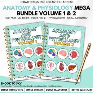 Anatomy & Physiology Mega Bundle with Flashcards Stickers Quizzes and Case Study, Medical Notes Anatomy Study Guide, Nursing School Notes