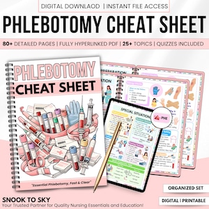 Phlebotomy Cheat Sheet PDF | Nursing Study Guide | Order of Draw Chart | Tube Colors & Venipuncture Guide | Instant Download