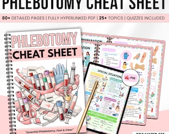Phlebotomy Cheat Sheet PDF | Nursing Study Guide | Order of Draw Chart | Tube Colors & Venipuncture Guide | Instant Download