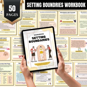 Setting Boundaries Workbook, 50 Pages, Boundaries and Self Love, Emotional Boundaries, Setting Boundaries Therapy Tool, Digital & Printable
