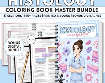 Histology Coloring Book, Spiral Bound, Nurse Graduation Gift, Anatomy Cell Biology Coloring Pages for Nursing & Med Students