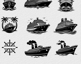 Kreuzfahrtschiff SVG Bundle, Kreuzfahrtschiff Silhouette SVG, Kreuzfahrtschiff Clipart Bundle, Wasserschiff SVG, Kreuzfahrt Reisen svg Dateien für Cricut