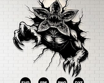 Stranger things inspirierte Monster Wand Kunst, gruselige Mauer Brecher Kunstwerk, Raumdekor, Dark Fantasy Wand Poster, Scary Home Dekoration Druck