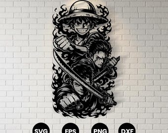One Piece Trio SVG | Anime Wall Art, Ruffy und Zoro (Digitaler Download)