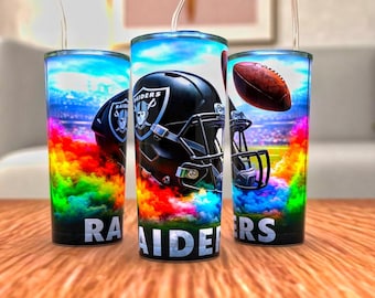 Football Fan Tumbler Wrap PNG, 20 Unzen Skinny Tumbler Wrap Design, American Football Helm Cup Wrap, Sportfan Sublimationsdesign, Raiders