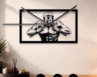 Einteiler Anime Zorro Wand Kunst Schwertmann Silhouette Wandkunst, Samurai Schatten Kunstwerk, Krieger Digital Cut File, ein Stück inspirierte Wandkunst