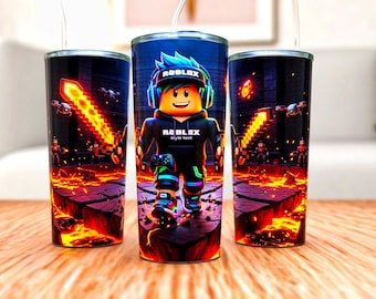 Roblox Gamer Tumbler Wrap PNG, 20 Unzen Skinny Cup Wrap, Gaming Character Design, Roblox Style Gamer PNG, Kids Gamer Geschenk Design