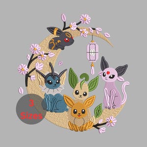 Evoli Evolutionen Stickdatei, Anime Mond Maschinenstickerei