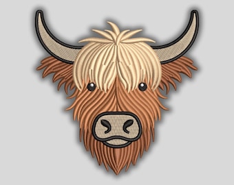 Highland Cow Embroidery Design: Buffalo Head, Machine Embroidery (Digital Download)
