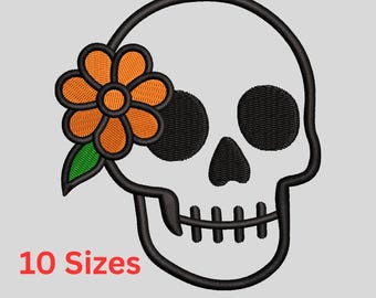 Floral Skull Embroidery Design: Gothic Halloween Pattern (Digital Download)