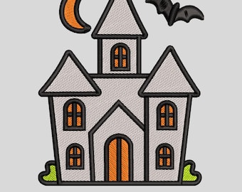 Haunted House Embroidery Design: Spooky Halloween Machine Pattern (Digital Download)
