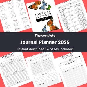 White Minimalist Journal Planner 2025 | Downloadable Daily Planner Template, Printable Yearly Planner and Diary for 2025