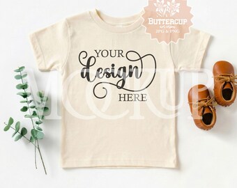 Bella Canvas 3001T Mockup Natural, Flat lay Kids T-Shirt Mockup, Toddler, Baby TShirt Mockup, Boho Gender Neutral Bella Canvas Mockup