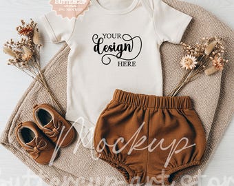 Natural Baby Bodysuit Mockup: Rabbit Skins 4400 Style (Digital Download)