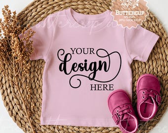 Pink Toddler T-Shirt Mockup: Bella Canvas 3001T (PNG Download)