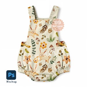 Babyoverall, sparkdräkt, klädmodell; mall för heltäckande tryckt tygmönster (PSD och JPG)