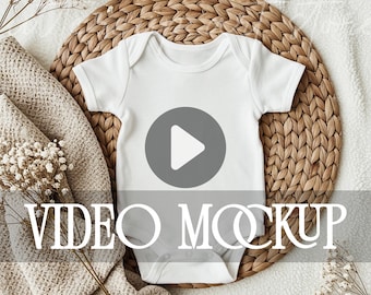 Baby Bodysuit Video Mockup: Flat Lay, Print-on-Demand (Digital Download)