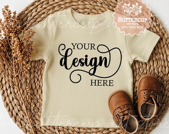 Bella Canvas 3001T Toddler T-Shirt Mockup: Natural Flat Lay (Digital Download)