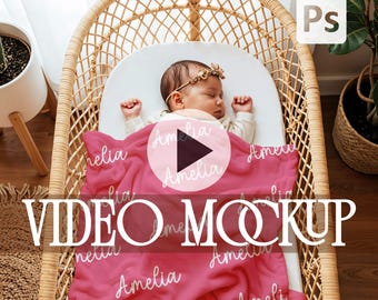 Plush-velveteen Baby Blanket Video Mockup (3-Scenes), PSD Smart Object Infant Minky Nursery Blanket Mockup, Kids POD Fleece Blanket Mock-up
