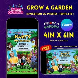 Grow A Garden Invitation | Grow A Garden Canva Template