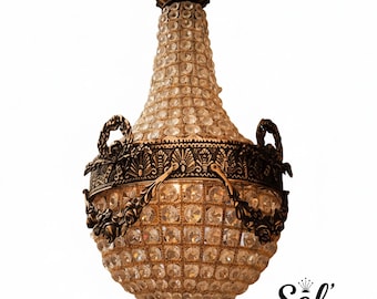 Empire Style Crystal Basket Chandelier
