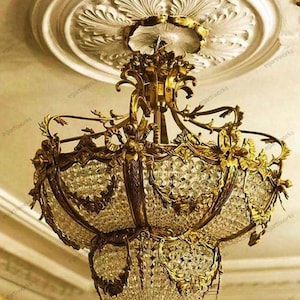 Hanging Basket Crystal Bronze Light Ceiling Chandelier