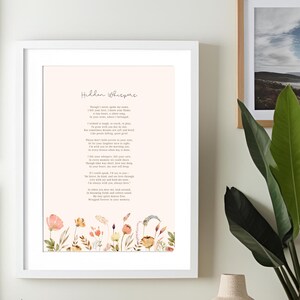 Poema conmemorativo bohemio de flores silvestres para niños / Aborto espontáneo, muerte fetal, pérdida de un niño o un bebé / Recuérdame / Poema de recuerdo funerario / A4 + Carta estadounidense