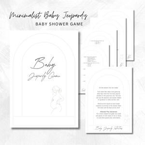 Minimalist Baby Jeopardy Baby Shower Game with Answers | Family Feud Baby Shower Game | Baby Trivia | A5 + Half US Letter | Instant Download