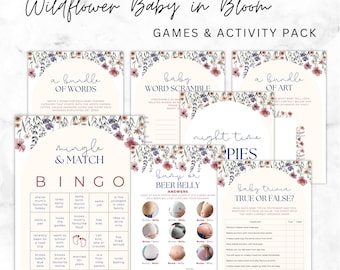 Wildflower Baby Shower Games Bundle | Baby in Bloom Theme (Instant Download)