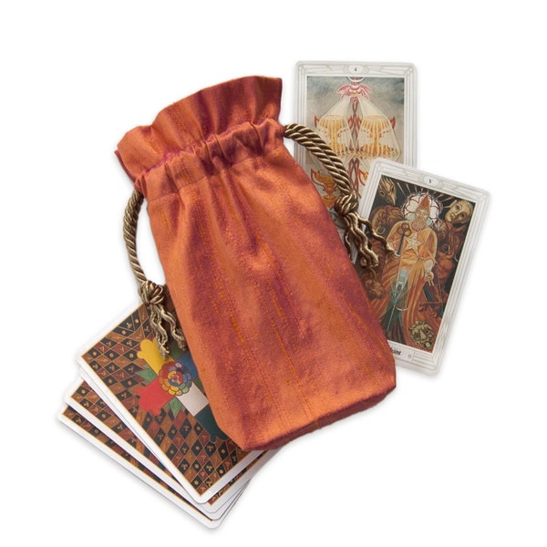 Dupioni Silk Tarot Card Bag: Drawstring Closure, Black Silk Lining