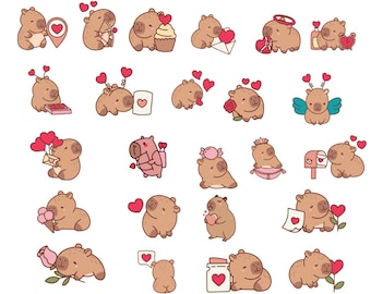 Niedliches Capybara SVG Bundle - Kawaii Capybara Clipart Bundle, Aufkleber & Sublimation, Capybara Vinyl-Aufkleber, lustiges Tier SVG PNG für Cricut